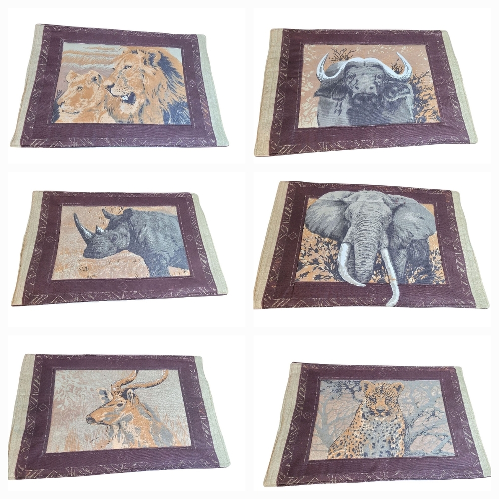 Vintage Wildlife Safari Table Linens Placemats